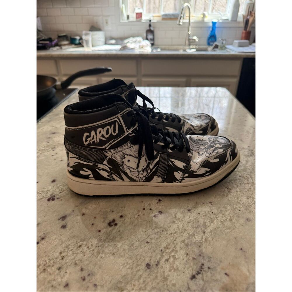Garou One Punch Man Black & White Anime Sneakers sz 43 or US 11